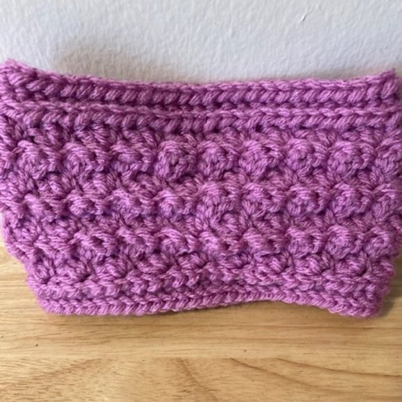 Toddler Girls Winter Crochet Cinched Bow Headband Ear Warmer - Plum - Picture 2 of 2